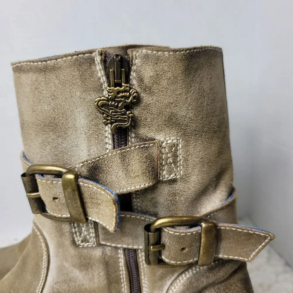Mark Nason Skidway Dragon Rock Boots Mens Size 10.5 Brown Suede Shoes Rare.Boot